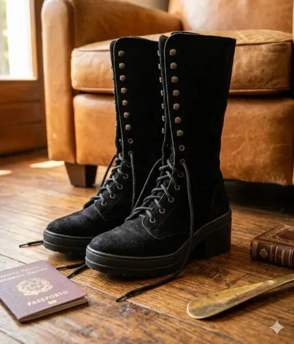 Bota Tratorada Italiana Camurça Cano Médio Tam 35