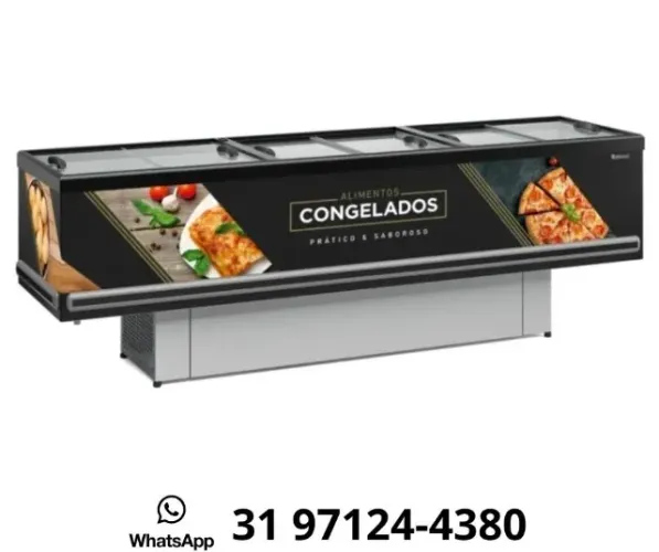 Ilha para Congelados 2,90M Vidro Reto Gelopar