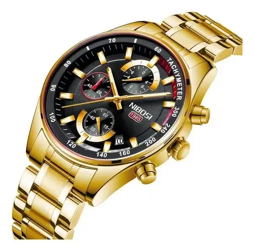 Relógio Nibosi 1985 Luxo Gold - Novo (Edição Especial Chrono)