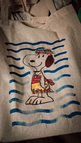 Ecobag personalizada Snoopy de Moana (pintura à mão)