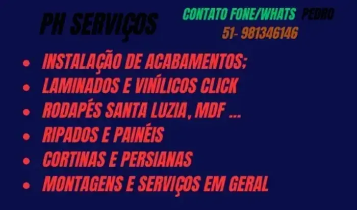 Instalação de laminados, vinílicos, rodapés, painéis, montagem de móveis.