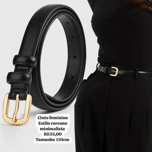 Cinto feminino moda coreana minimalista