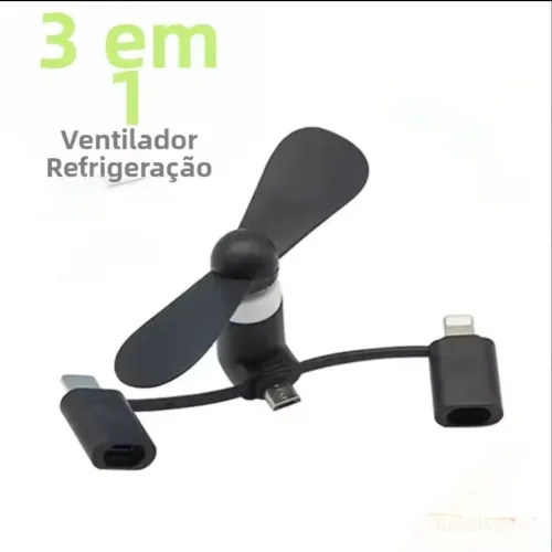 Ventilador portátil para smartphone 3 em 1