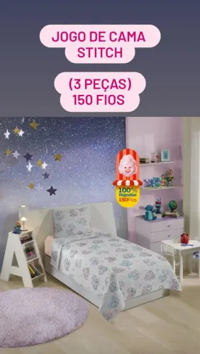 Jogo de cama Stitch (3 peças) 150 fios .