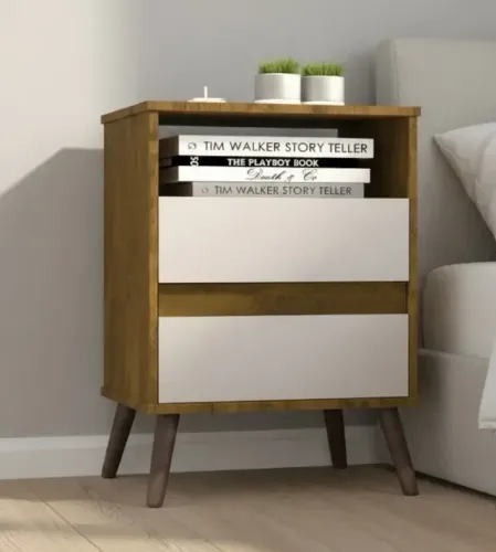 Criado Mudo Paris Canela/Off White (Parcelamos em Até 10X Vezes)