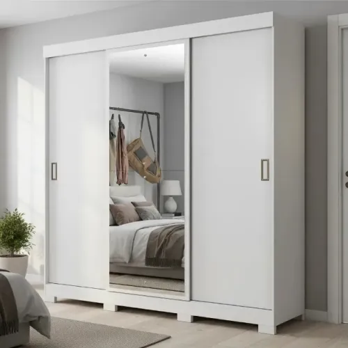 Guarda-roupa Casal Notável Móveis NT-5020-BN 3 Portas Branco com Espelho