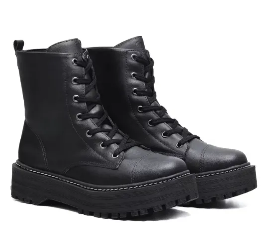 Bota Coturno Feminino Falcucci blogueira militar tratorado plataforma confort