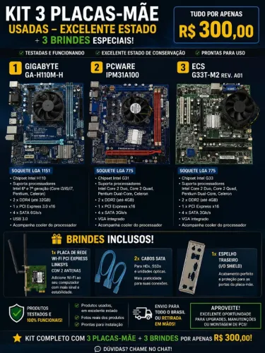 Vendo 3 placas mãe de computadores 