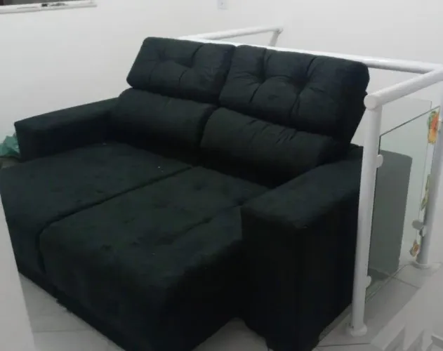 Sofá retrátil reclinável em Suede Preto