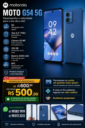 Motorola Moto G54 5G 256GB Azul - Com Carregador Original