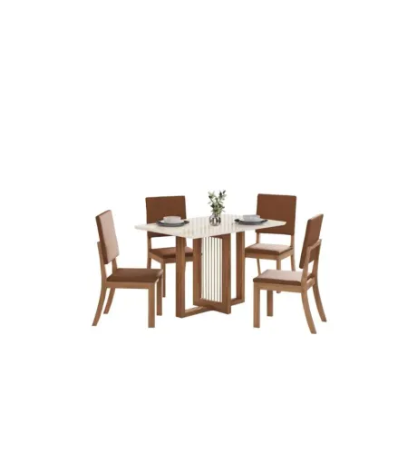 Mesa De quatro cadeiras e tampão de vidro