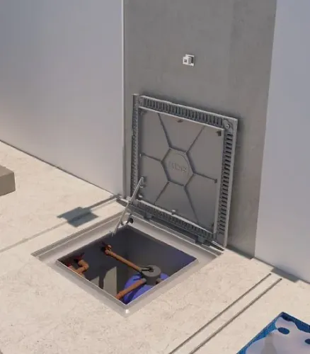 Tampa casa de máquinas piscina com grelha para ventilação