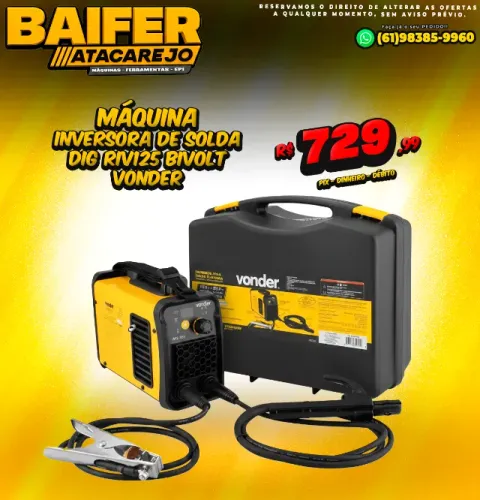 Máquina Inversora de Solda Dig Riv125 Bivolt Vonder