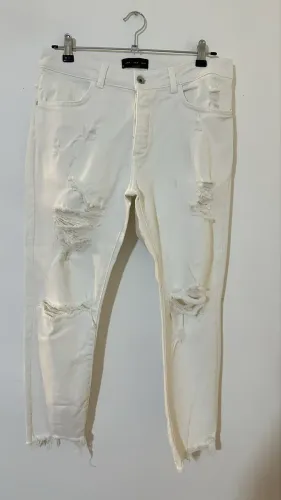 Calça branca Zara destroyed masculina tamanho 42