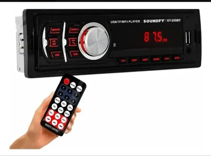 Som Radio Mp3 Bluetooth Para Carro Visor Com Led Entrada Usb e Auxiliar Fm