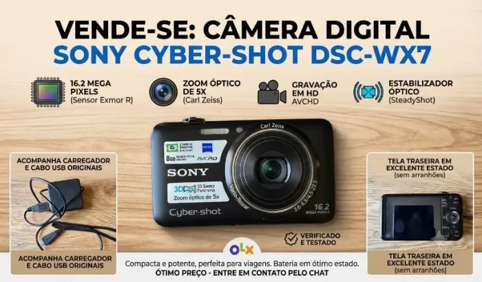 Câmera Digital Sony Cyber-shot DSC-WX7 + Carregador + Cartão de memoria 8GB ( original)