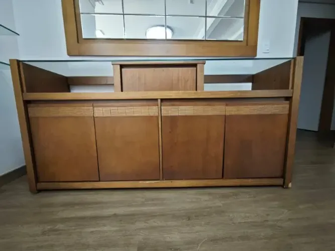 Conjunto de Sala de Jantar com Mesa e Cadeiras 8 Lugares com Aparador e Rack