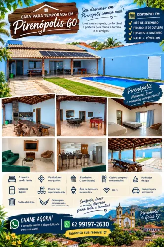 ALUGUEL DE CASA PARA TEMPORADA EM PIRENÓPOLIS GO