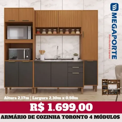 Armário de Cozinha 4 Módulos com Torre Quente (NOVO) Entrega Grátis!