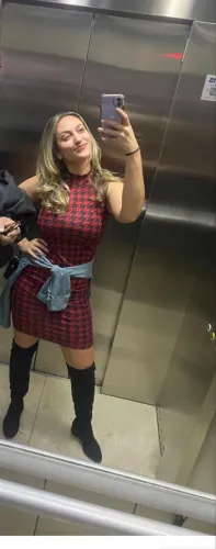 Vestido estampa pied poule - preto e vermelho