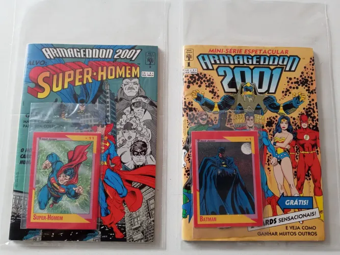 2 revistas armagedon 2001 do super homem e seus amigos ambas com o card lacrado