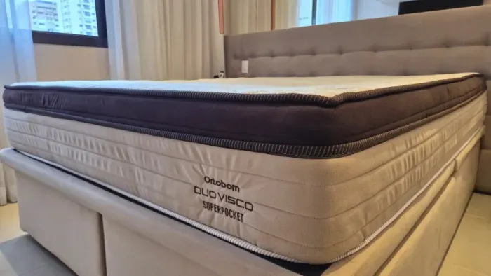Colchão Ortobom Duo Visco Superpocket + Cama Baú Queen Size