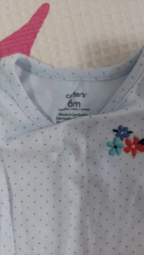 Conjunto infantil de body e legging, cor azul e florido, tamanho 6 meses, marca carter's