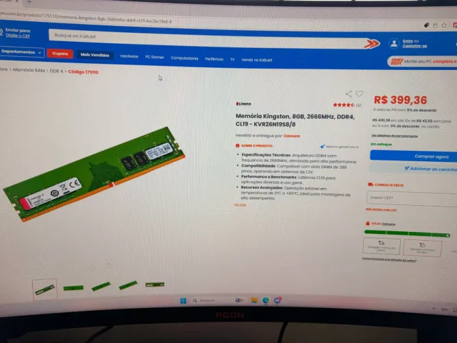 Memória ram 2x8gb 2666!