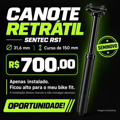 Canote retrátil Sentec RS1 31,6 mm ? Curso 150 mm ? Seminovo 