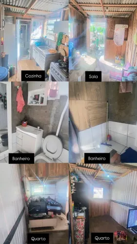 Casa de madeira com banheiro de material em Alvora - bairro Maria Regina , área verde