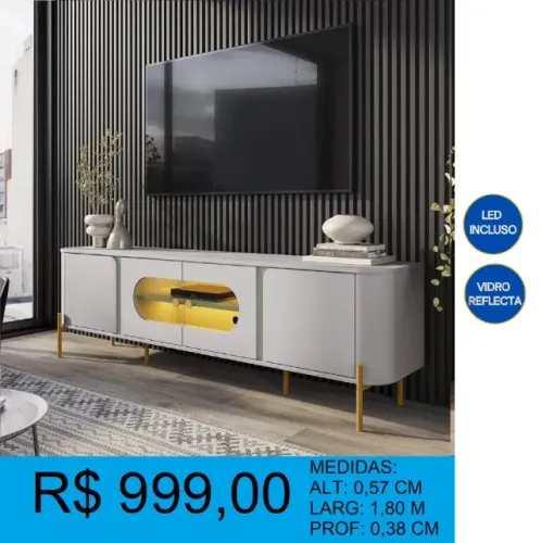 Rack moderno com pés em ferro - Pagamento em até 12x sem juros