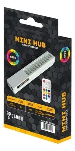 Mini hub argb com controle sem conexão placa mãe - clanm 
