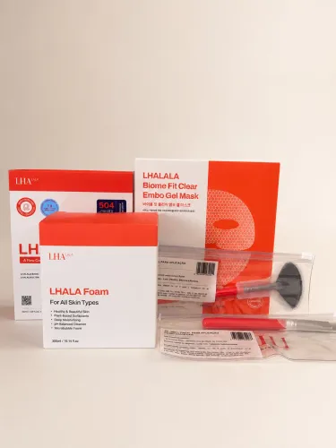 Kit LHALALA Peel Completo + Foam + Biome Fit Clear Embo Gel Mask + Pincéis