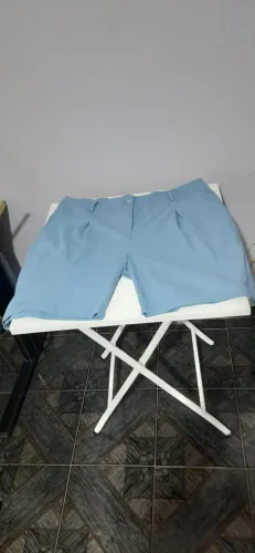 Short Feminino Alfaiataria Azul Claro Social Casual Tamanho G