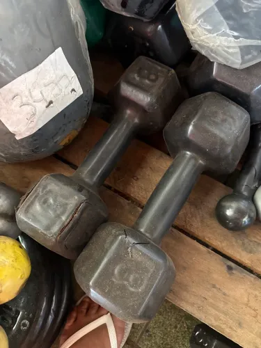 Par de halter 8kg emborrachado sextavado
