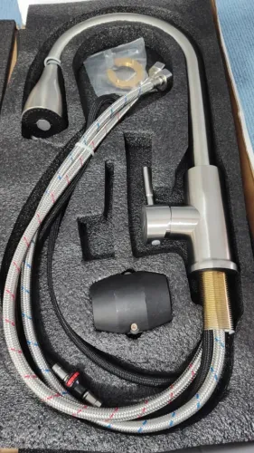 Torneira de Cozinha Gourmet de Bancada Domma Flexível Extensível Aço Escovado