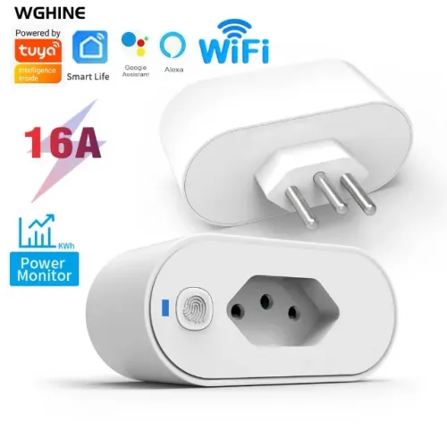 Tomada Inteligente Wifi 16A Medidor Consumo Funciona Com Alexa
