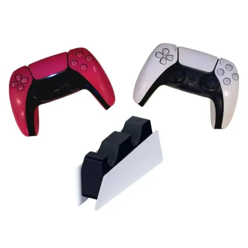 2 Controles PS5 um Pink outro Branco e Uma base carregadora 