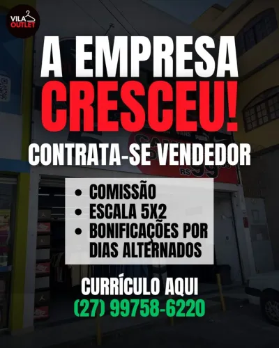 VAGA PARA VENDEDOR NA GLÓRIA!