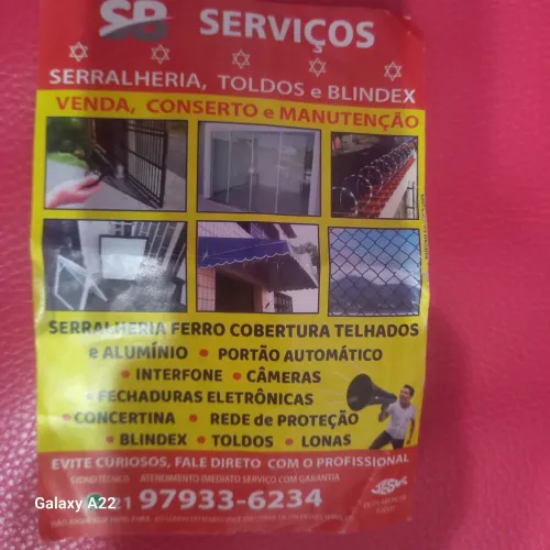 Blindex serralheria vidraçaria pvc rede de proteção concertina interfone portão câmeras