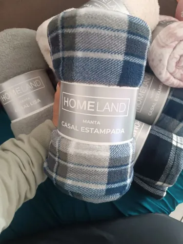 Manta Casal Estampada (Xadrez azul)