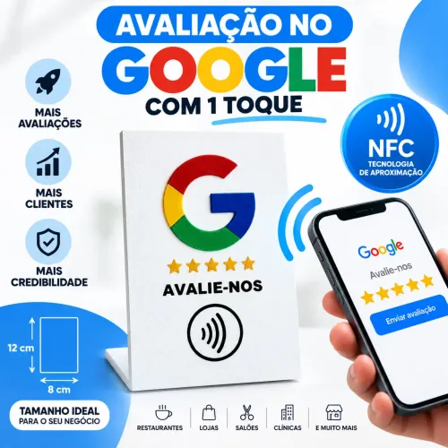 Placa NFC Avaliação Google Para Empresas Cliente Avaliar Com 1 Toque