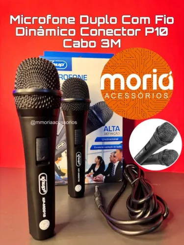 Microfone Duplo Com Fio KP-M0015 