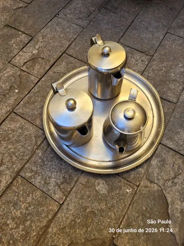 Conjunto de café em inox 4 peças dos anos 90