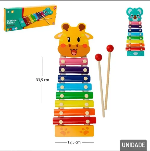 Xilofone Musical Infantil 33,5cm Animais Sortidos