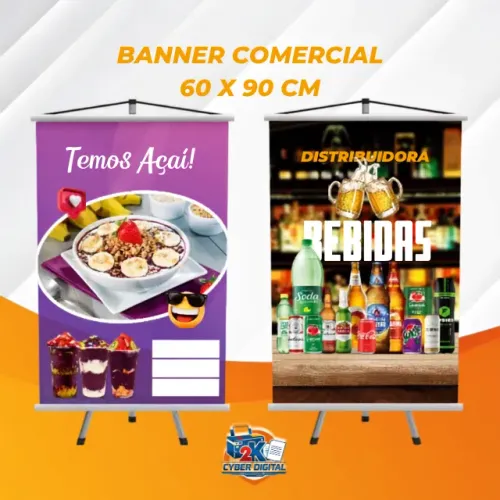 banner comercial 60x90 Personalizado com bastão