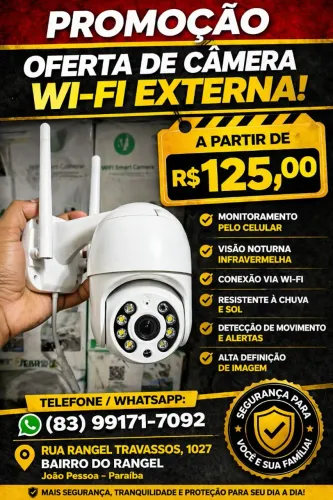 CÂMERA DE GARAGEM WI-FI EXTERNA 1080P À PROVA D?ÁGUA - MODELO A8 YOOSSE