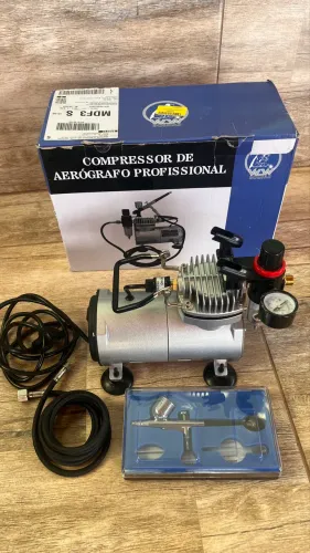 Kit Aerografico Profissional - Compressor Ar + Aerógrafo
