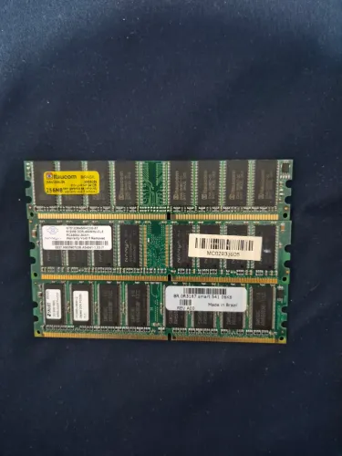 Lote 3 Memórias RAM DDR1 Desktop (333MHz e 400MHz) - Nanya / SMART / Itaucom