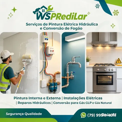 Serviços de iluminação, hidráulica, conversão em fogão